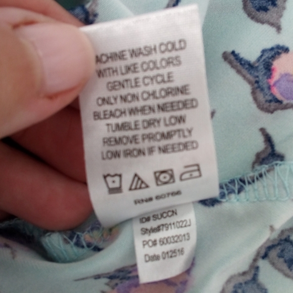 Betsey Johnson Mint Green Floral Pajama Top 2016 Collection Spandex Blend M - Picture 10 of 11